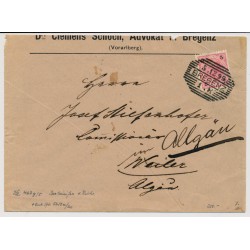 Österreich 1899 2kr Briefkuvert von BREGENZ (V) Irrläufer! Österreich 1899 2kr Briefkuvert von BREGENZ (V) Irrläufer!