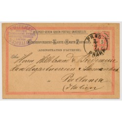 Österreich 1891 5kr UPU-Karte von PRAG nach ITALIEN! Firemnstempel! Österreich 1891 5kr UPU-Karte von PRAG nach ITALIEN! Firemnstempel!