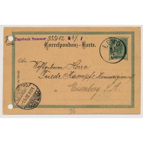 Österreich 1902 5h Karte aus LEND (S) nach EISENBERG.