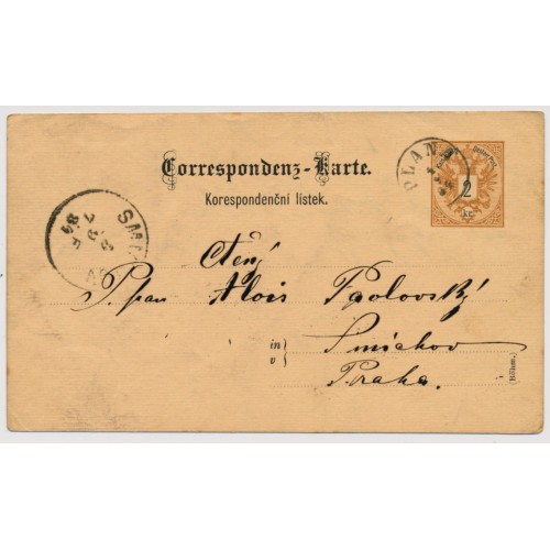 Österreich 1884 2kr Karte aus PLANA (B) Kl:30P! Nach SMICHOW