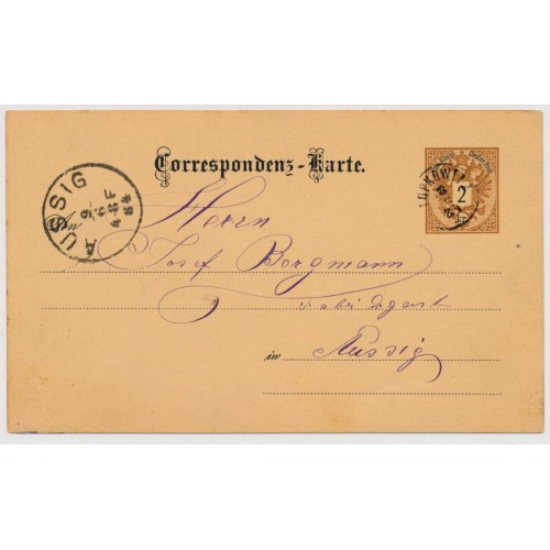 Österreich 1884 2kr Karte FINGERHUTSTEMPEL TOPKOWITZ (B) Kl:50P!-AUSSIG