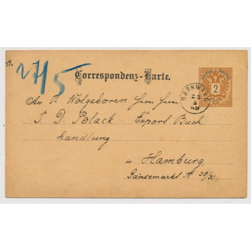 Österreich 1889 2kr Karte mit FINGERHUTSTEMPEL BÄRNWALD (B) Kl:40P! Österreich 1889 2kr Karte mit FINGERHUTSTEMPEL BÄRNWALD (B) Kl:40P!