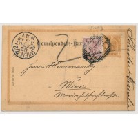 Österreich 1900 MISCFRANKATUR! 2kr Karte+1h Marke, BIELITZ (Sch) - WIEN Österreich 1900 MISCFRANKATUR! 2kr Karte+1h Marke, BIELITZ (Sch) - WIEN