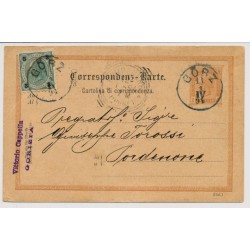 Österreich 1894 2kr Karte+3kr Marke, von GÖRZ (Kü) nach PORDENONE.