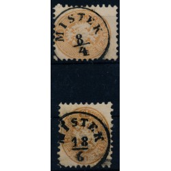 Österreich 1864 2Stk.Marke:beide 15kr, MISTEK (M)
