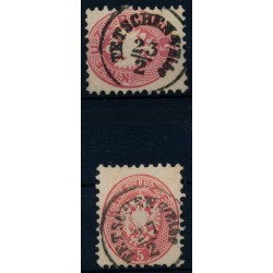 Österreich 1864 2Stk.Marke:beide 5kr, TETSCHEN a/Elbe (B)
