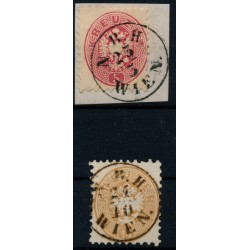 Österreich 1864 2Stk.Marke:5kr und 15kr N.B.H./WIEN