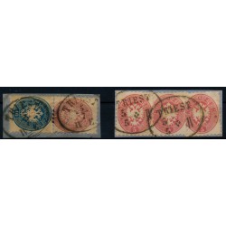 Österreich 1864 2 Briefstücke: 10kr+5kr, bzw. 3*5kr, TRIEST