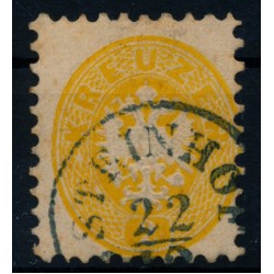 Österreich 1864 2kr, gelb, BLAUSTEMPEL! Dr.Ferch:150,-€! STEINHOF (B)