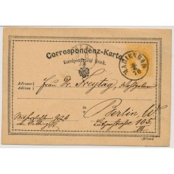 Österreich 1876 2kr Karte von MARIENBAD (B) nach AUSLAND! Nach BERLIN