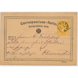 Österreich 1875 2kr Karte FINGERHUTSTEMPEL GÖRKAU (B) Kl:20P!-CHEMNITZ