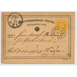 Österreich 1874 2kr Karte von KOMOTAU (B) nach WIEN.