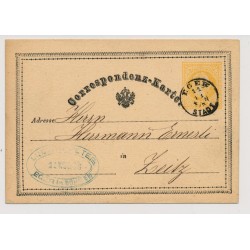 Österreich 187. 2kr Karte von EGER/STADT (B) nach ZEITZ, Kl:15P!