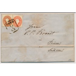 Österreich 1862 10+5kr AUSLANDS-Faltbrief (Inhalt) aus PRAG nach RIESEN