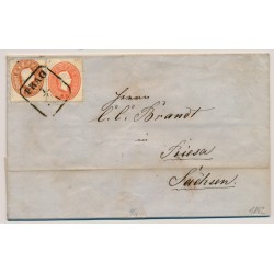 Österreich 1862 10+5kr AUSLANDS-Brief (Inhalt) PRAG nach RIESA. Signum!