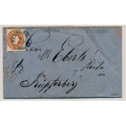 Österreich 1861 10kr Brief, RECHNUNG! Mit BLAUSTEMPEL NIXDORF (B) Mü:30P