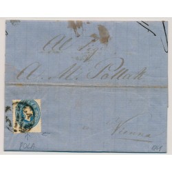 Österreich 1861 15kr, EXTREM VERZÄHNT! Brief (Inhalt) POLA (Kü) - WIEN