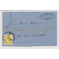Österreich 1861 2kr, FARBTIEF! DRUCKSACHE (Inhalt) WIEN nach Wr.NEUSTADT