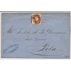 Österreich 1861 10kr, Faltbrief (Inhalt) TRIESTE nach POLA. Schön!