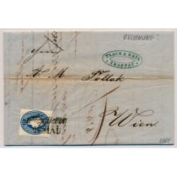 Österreich 1861 15kr Brief, RECHNUNG! TROPPAU (Sch) nach WIEN. Schön!