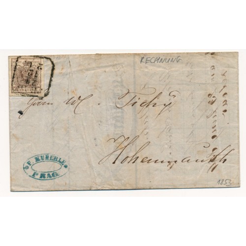 ÖSTERREICH 1853 6kr, Brief (Inhalt) RECHNUNG! PRAG nach HOHENMAUTH.
