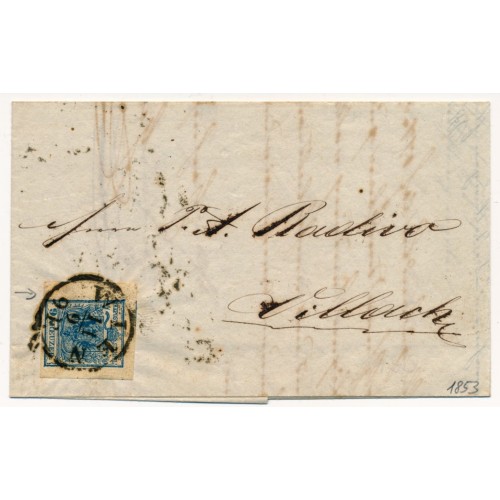 ÖSTERREICH 1853 9kr, RANDDRUCK! RAND:5mm! Brief (Inhalt) WIEN - VILLACH