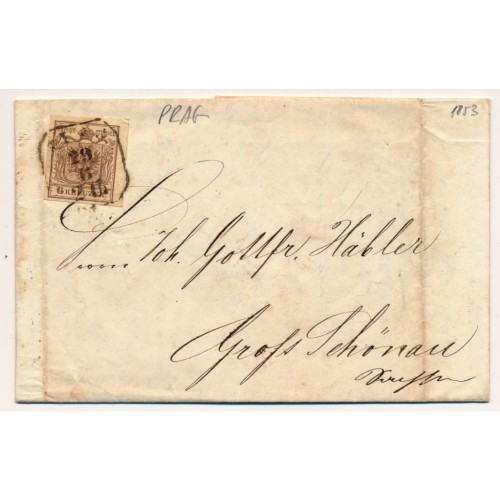 ÖSTERREICH 1853 6kr, Brief (Inhalt) PRAG nach GRISS SCHÖNAU. Schön!