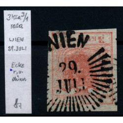 ÖSTERREICH 1850 3kr, rosa, HP, Type I.a.3/1 WIEN Mü:80P! STRAKOSCH Sign.