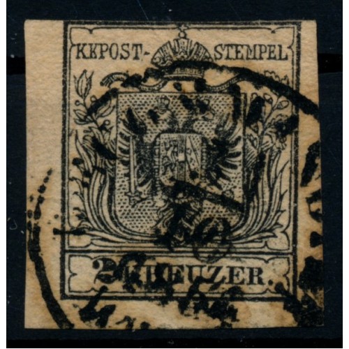ÖSTERREICH 1850 2kr, TIEFSCHWARZ! HP, Type III. RECOMMANDIRT/WIEN/1854