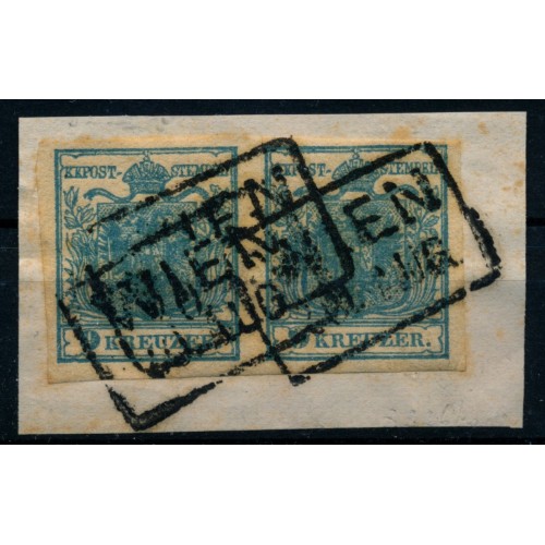 ÖSTERREICH 1850 2*9kr, PAAR! HP, Type II. WIEN. Sehr schön und attraktiv