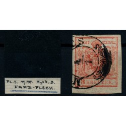 ÖSTERREICH 1850 3kr, FARBFLECK! PAPIERKORN! MOHÁCS (U) Sehr schön! ÖSTERREICH 1850 3kr, FARBFLECK! PAPIERKORN! MOHÁCS (U) Sehr schön!