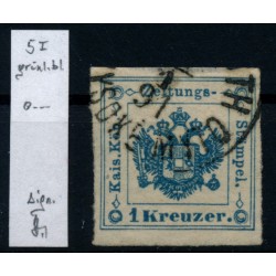 ÖSTERREICH 1850 1kr, GRÜNLICHBLAU! Zeitungsstempelmarke, Type I. Signum ÖSTERREICH 1850 1kr, GRÜNLICHBLAU! Zeitungsstempelmarke, Type I. Signum