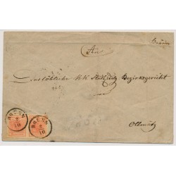 Österreich 185. 2*3kr PAAR! MP, Type III. breitrandig. Briefkuvert BRÜNN -OLLMÜTZ. Attraktiv!
