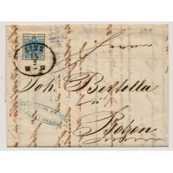Österreich 1858 9kr, MP, Type III. engvoll-bis überrandig. Unten waagr.Bug! Brief (Inhalt) LINZ -BOTZEN. Schön und attraktiv!