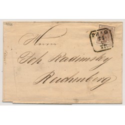 Österreich 1858 6kr, MP, Type III. breitrandig. Brief PRAG -REICHENBERG. Schön!