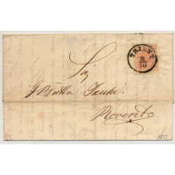 Österreich 1853 3kr, HP, Type III. voll-bis überrandig. Brief (Inhalt) TRIENT (Tirol) -ROVERETO. Schön!