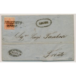 Österreich 1850 3+6kr P.F! REKO-Brief, ROVERETO (Tirol)+FEDERSTRICHE Österreich 1850 3+6kr P.F! REKO-Brief, ROVERETO (Tirol)+FEDERSTRICHE
