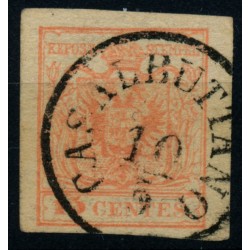 LOMBARDEI-VENETIEN 1850 15C, MP, Type III. CASALBUTTANO. Schön!