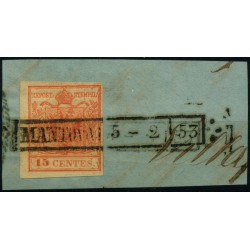 LOMBARDEI-VENETIEN 1850 15C, HP, Type III. MANTOVA/53 Attraktiv!