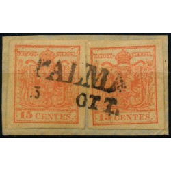 LOMBARDEI-VENETIEN 1850 2*15C auf Briefstück, MP, Type III. PALMA. Schön