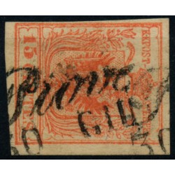 LOMBARDEI-VENETIEN 1850 15C, MP, Type III. PIOVE