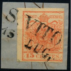 LOMBARDEI-VENETIEN 1850 15C, MP, Type III. S.VITO