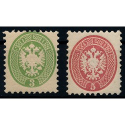 LOMBARDEI-VENETIEN 1864 3sld. Grün und 5sld. Rot. UNGEBRAUCHT, OG. VÖB