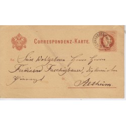 Österreich 1876 2kr Karte, REICHERSBERG am INN (Oö) Kl:30P! Nach AETHEIM Österreich 1876 2kr Karte, REICHERSBERG am INN (Oö) Kl:30P! Nach AETHEIM