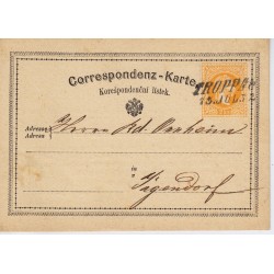 Österreich 1872 2kr, Karte, TROPPAU (Sch) - JÄGERNDORF. GEDRUCKTEM TEXT! Österreich 1872 2kr, Karte, TROPPAU (Sch) - JÄGERNDORF. GEDRUCKTEM TEXT!
