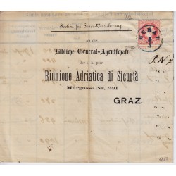 Österreich 1873 5kr, SEHR GROßES Wz! Brief, BLAUSTEMPEL MURAU (St) 30P!