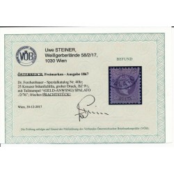 Österreich 1867 25kr, BRÄUNLICHLILA, gD, SPALATO (Dalmatien) VÖB! P!