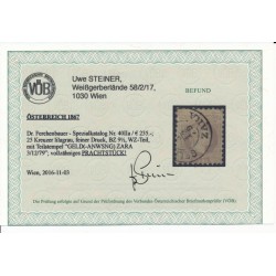 Österreich 1867 25kr, LILAGRAU! FD! Wz! Kw:235,-€! ZARA (Dalmatien) VÖB