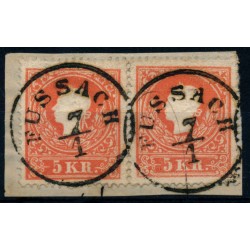 Österreich 1858 2*5kr, PAAR! Type II. zentriert! FUSSACH (V) Mü:30P!