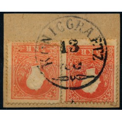 Österreich 1858 2*5kr, KÖNIGGRAETZ (B) Mü:75P! Setmpel verstärkt!